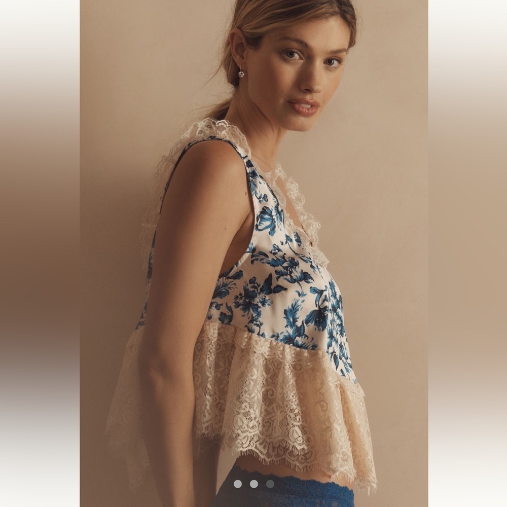 Anthropologie Blue Lace Swing Cami Sz XL - Picture 4 of 10